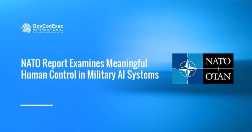 NATO logo. NATO released a report examining meaningful human control in military AI systems.