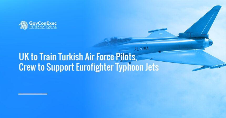 eurofighter-typhoon-fighter-jet-uk-mod-turkiye-train A Eurofighter Typhoon jet in flight. Turkiye will train personnel in the U.K. to support its Eurofighter Typhoon fleet