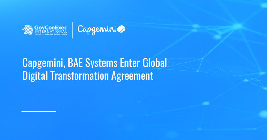 Capgemini logo. Capgemini has signed multi-year digital transformation deal with BAE Systems.