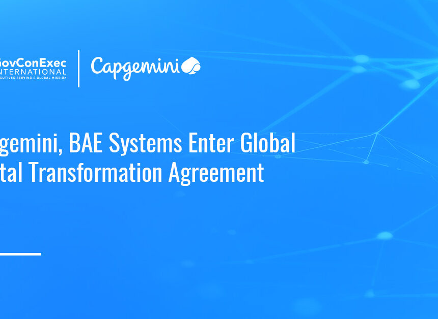 Capgemini logo. Capgemini has signed multi-year digital transformation deal with BAE Systems.