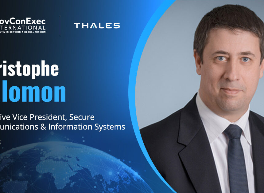christophe-salomon-thales-hexaforce-ai-c2-launch Christophe Salomon. The Thales executive addressed the launch of HexaForce, an AI-enabled command and control system.
