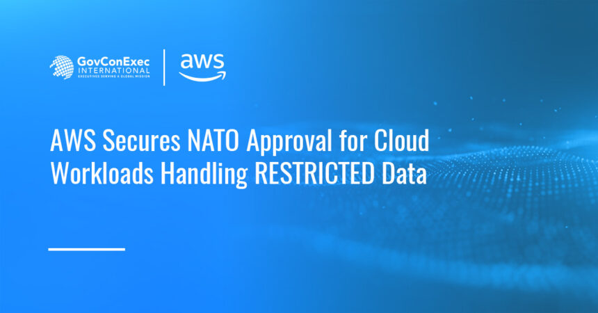 Amazon Web Services logo. AWS has secured NATO approval for its cloud capabilities to handle NATO RESTRICTED information.