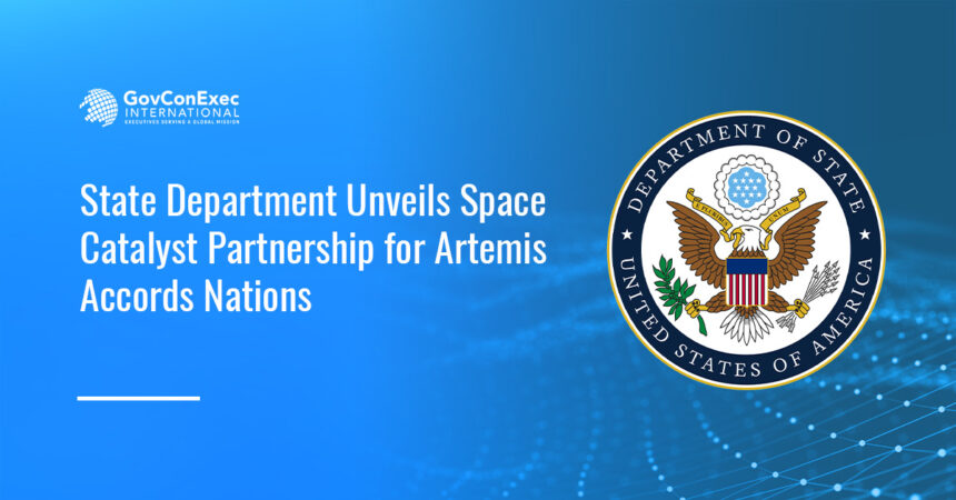 State Department logo. The Department of State unveiled the Space Catalyst Partnership for Artemis Accords signatories.